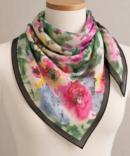 Watercolor floral square - floral, scarf